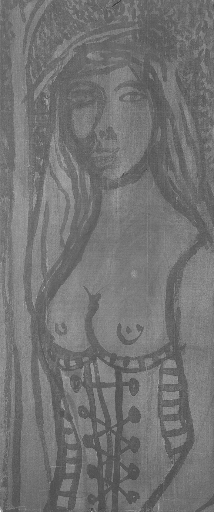 Woman with nude breasts, 1951